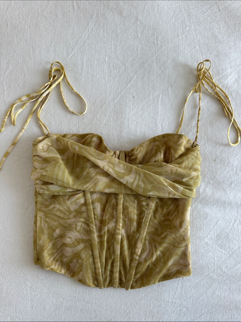 House of CB Green Printed Corset Top